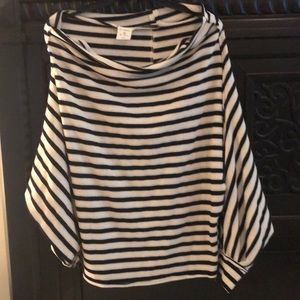 Off shoulder black and white striped blouse